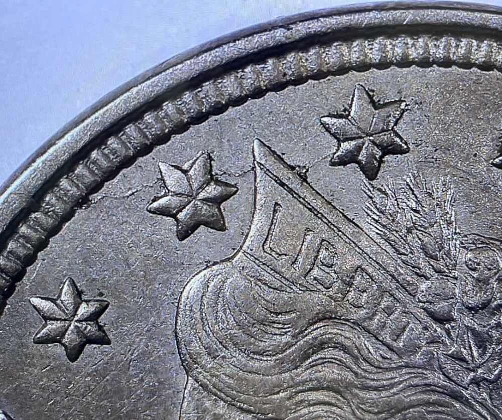 1891 Liberty Nickel showing prominent raised die crack on the obverse — a classic late-die-state error variety